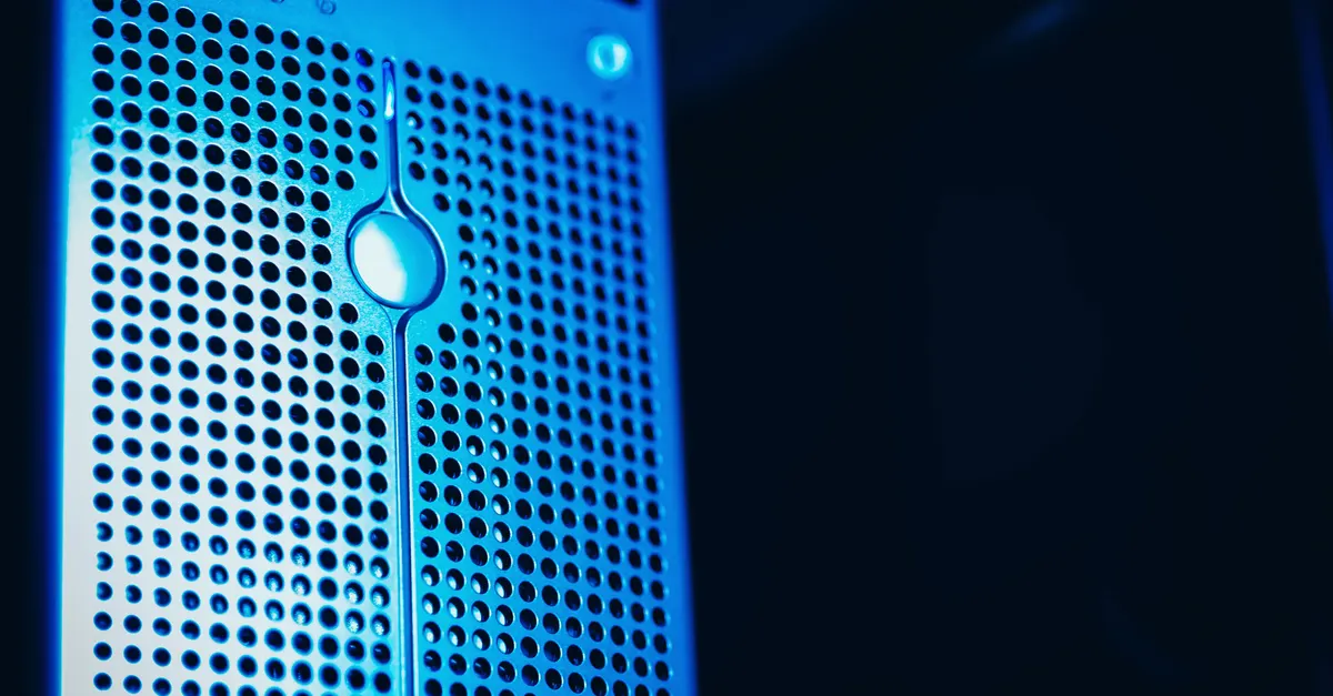A close-up of a server under blue light, for tracking model health over time