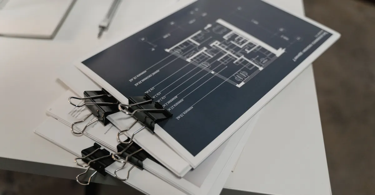 A set of drawing sheets held together with binder clips, for a Revit sheet sorting plugin